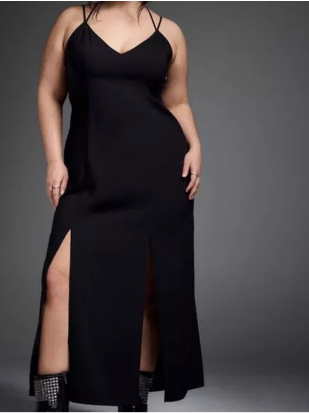 Torrid Black double Slit V-Neck Slip Dress